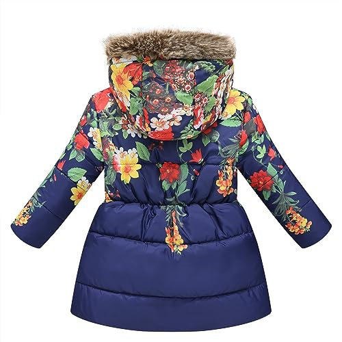 Girls Winter Coats Hooded Sherpa Lined Lightweight Jacket Thick Warm Puffy Waterproof Windproof Cotton Jackets (NY1, 6-7 Years)3