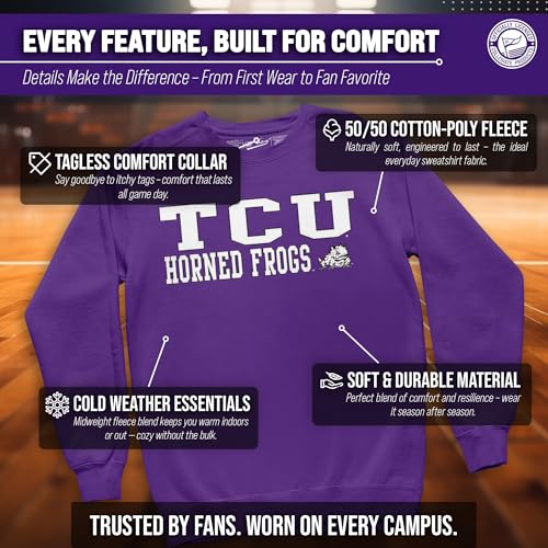 Image of NCAA College Sweatshirt Fleece Crewneck Pullover for Men and Women | Officially licensed NCAA college gameday crewneck pullover - 9 oz fleece lined sweatshirt with arch and logo design