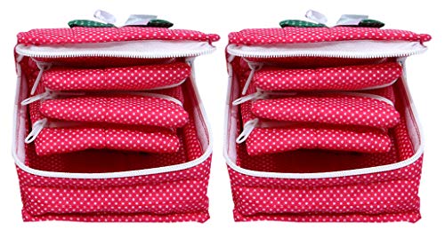 Image of Kuber Industries Cotton Jewellery Pouch Cum Makeup Organiser Kit Set 2 Piece (Pink)