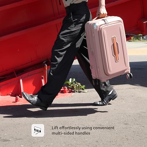 Image of Acer Brisbane Suitcase, 20 inch Cabin, with 360 Degree Spin 8 Wheels, Double TSA Lock, Dual Opening (Top and Mid), Expandable, Recycled Polyseter Material, Jacaranda Pink
