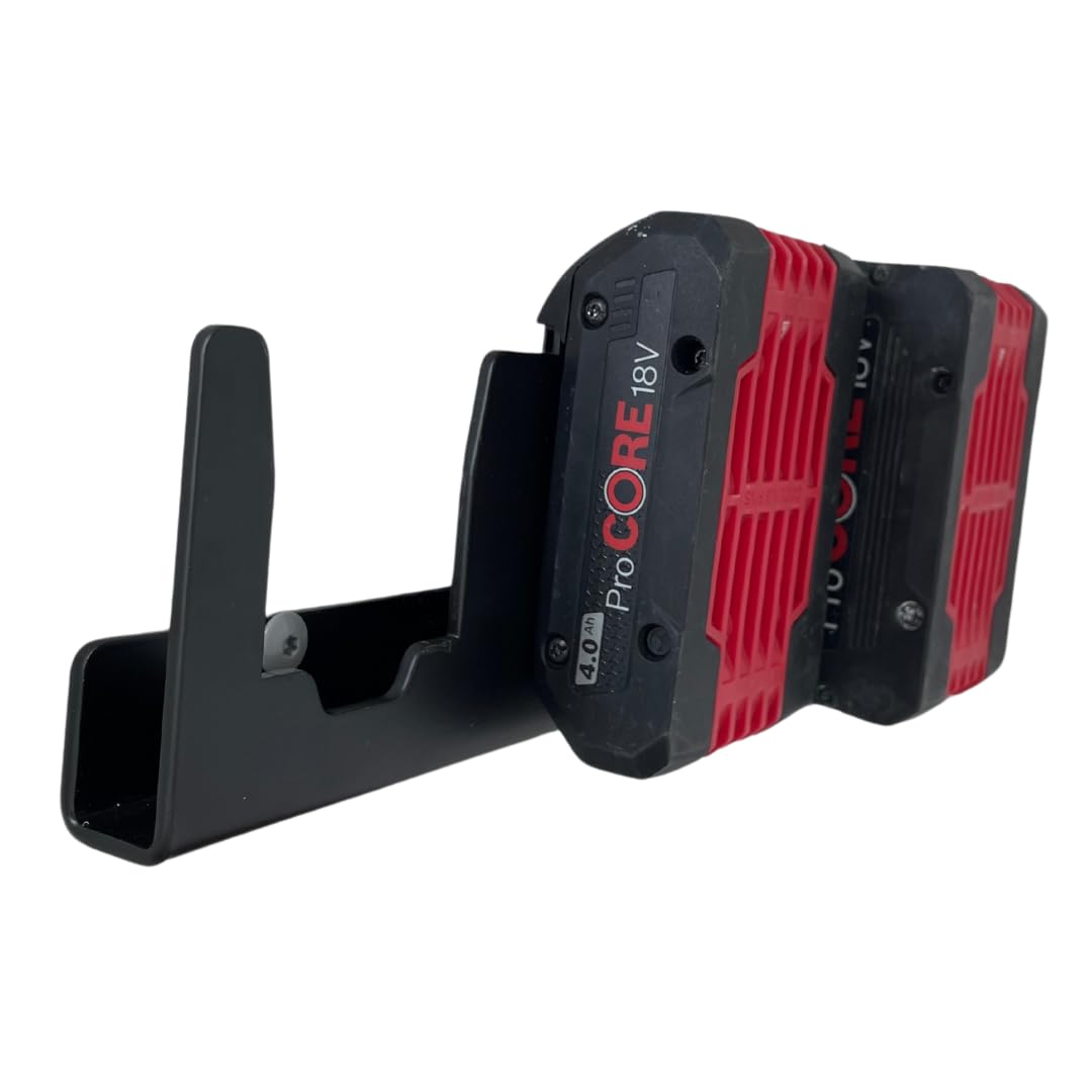 Support mural pour batteries Bosch et Metabo 18V en métal noir pour atelier