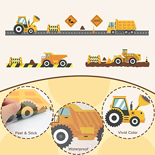 City Construction Vehicles Wall Decals Peel And Stick, Engineering Vehicles Tractor Excavator Crane Mud Tankers Trucks Wall Stickers, Removable Kids Wall Stickers For Boys Bedroom Playroom Decor #TOP5