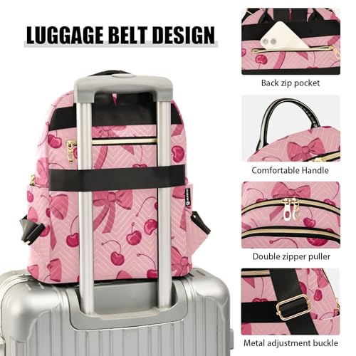 Image of ALAZA Bow Cherry Cartoon Funny Women Backpack Purse Ladies Fashion Shoulder Bag Daypack Travel Bag 7.5L