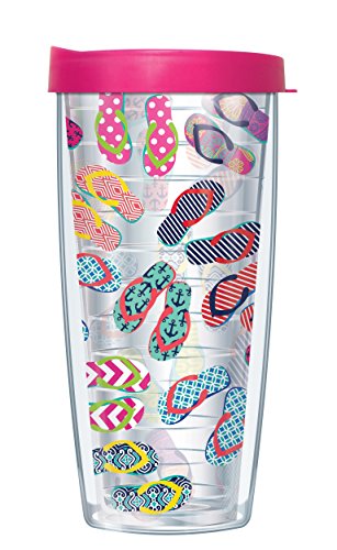 Signature Tumblers Hot Pink on Clear 16 Ounce Double-Walled Travel Tumbler Mug with Hot Pink Easy Sip Lid