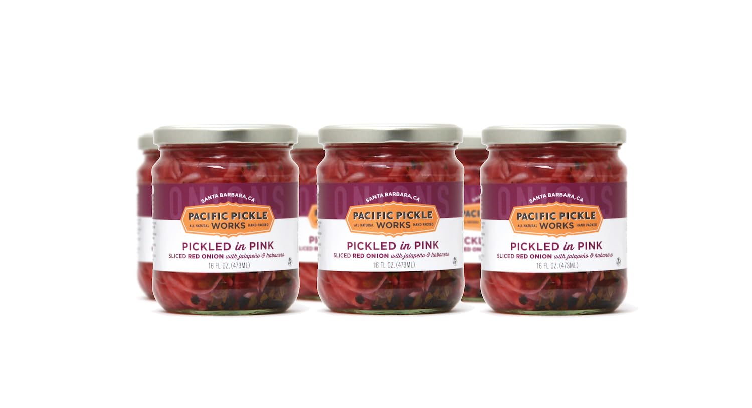 Pacific Pickle Works, Pickled in Pink - Pickled Sliced Red Onions, 16 Fl Oz (Pack of 2)
