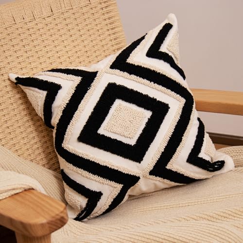 Housses de coussin bohème touffetées jacquard rustique pour déco salon - 4