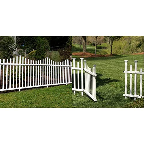 Zippity Outdoor Products ZP19018 Manchester (2 Panel) Vinyl Picket Fence Kit, White & ZP19028 Unassembled Madison Vinyl Gate Kit with Fence Wings, White