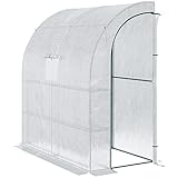 ✅ SERRE DE JARDIN ADOSSÉE HAUTE PERFORMANCE : bâche polyéthylène anti-UV haute densité 140g/m² rallongée de 15 cm pour un meilleur maintien au sol