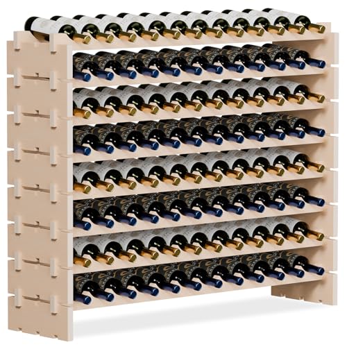 Comparison: Best Wine Storage Racks 3 Smartxchoices 96 Bottles Stackable Modular Wine Rack, 8-Tier Wooden Wine Storage Rack Freestanding Wine Holder Display Shelves, Wobble-Free Shelves, Solid Wood