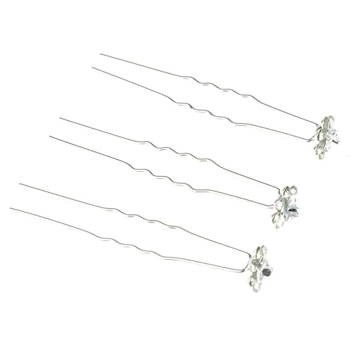 Miniatura 6 de Vpang 20 piezas de horquilla en forma de U con diamantes de imitación, horquilla para el cabello, accesorios para el cabello para bodas, fiestas,