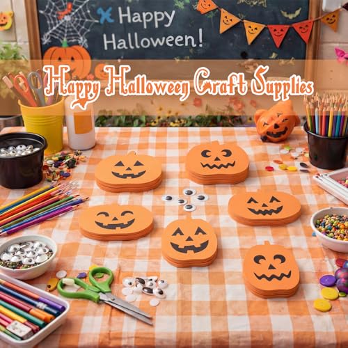 Image of Ireer 48 Pcs Large Foam Pumpkin Cutouts 6 Inch Halloween Crafts Cutouts Fall Bulletin Board Decorations for Fall Craft Project Supplies Halloween Party Chalkboard Wall Decor