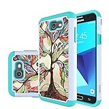 J7 V Case, J7 Perx Case, J7 Sky Pro Case, J7V Case, Galaxy Halo Case, J7 Prime Case, LEEGU Dual Layer Heavy Duty Protective Silicone Plastic Cover Case for Samsung Galaxy J7 2017 - Love Tree