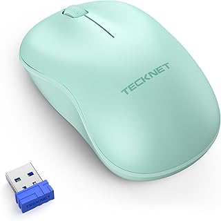 TECKNET Wireless Mouse for Laptop, 2.4GHz USB Mini Computer Mice, 1200 DPI Optical Cordless Mouse Compatible with PC, Mac and Linux, 18 Months Battery Life (Green)