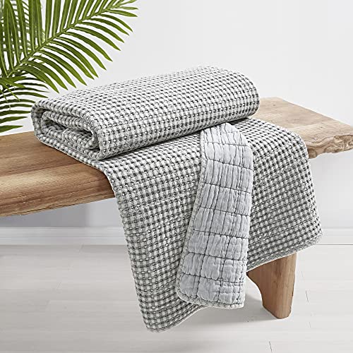 Levtex Home - Mills Waffle - Throw - Grey Cotton Waffle - Throw Size 50 x 60in.