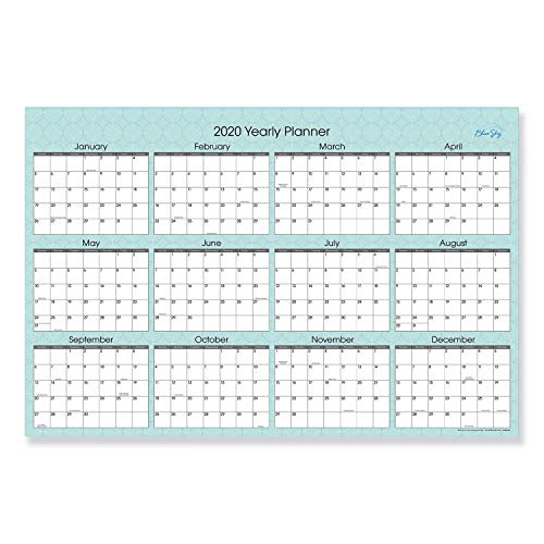 Blue Sky 2020 Laminated Erasable Wall Calendar, Regular and Academic Year, Double Sided, 36