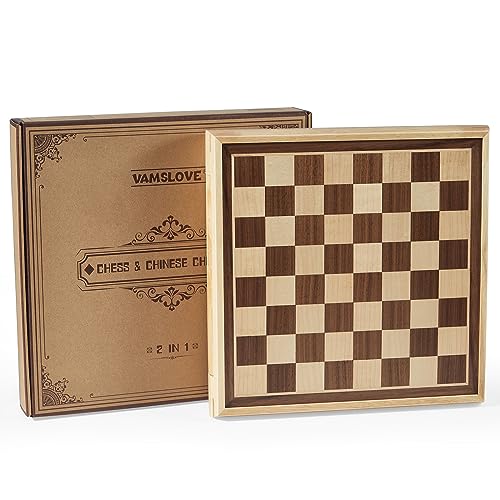 Vamslove Juego de Mesa 2 en 1 Ajedrez y Damas Chinas Madera miniatura 7