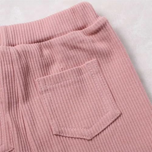 Moonker Cotton Pants for Toddler Girls Striped Elastic Waist Solid Color Casual Leggings Stretchy Girls Leggings4