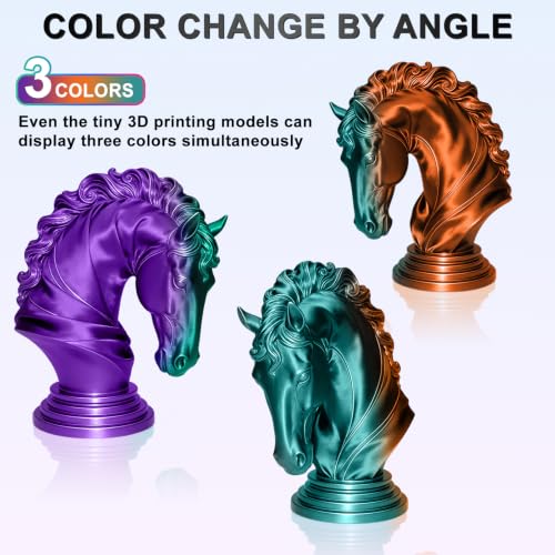 Image of Shiny Tricolor Silk PLA+ 3D Filament Bundle, Shiny Silk PLA+ Filament 1.75mm Fits Most 3D Printers, Smooth Multicolor Change, Multicolor PLA+ Filament for Decorations, 4 Spools 250g Each