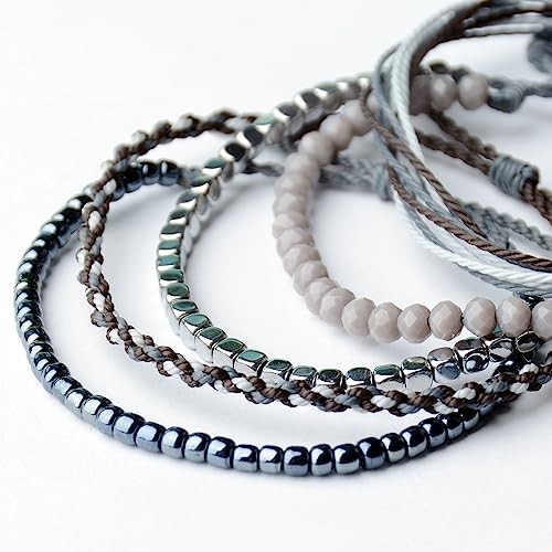 Mezcla Vida Handmade Waterproof Rope Bracelets Pack String & Beaded Bracelet Stack - Set of 5 Stackable Bracelets For Women, Summer Accessories & Bohemian Bracelets for Teen Girls 6