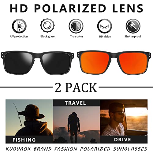 Image of KUGUAOK Polarized Square Sunglasses For Men and Women Matte Finish Sun Glasses UV Protection Glasses