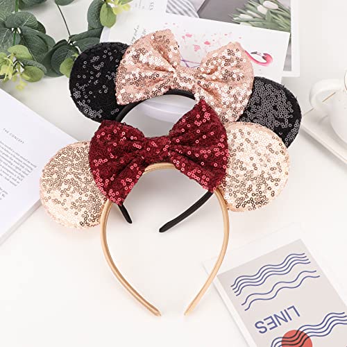 Image of DRESHOW Mouse Ears Bow Headbands Glitter Party Decoration Cosplay Costume for Women