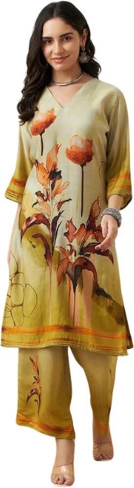 daari Kurti Palazzo Set Dress 3/4 Sleeve Silk Blend Palazzo for Women-picture-42