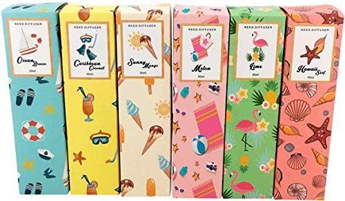 DISOK - Lote de 24 Ambientadores SUMMER 30 ML. Ambientadores para Detalles de Bodas, Bautizos, Comuniones. Regalos para mujeres invitadas Originales, Prácticos, Hogar, Casa, Difusores …