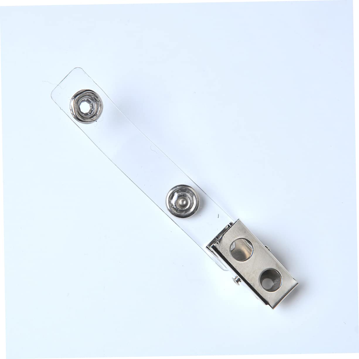 VILLCASE Carrete Metálico para Identificación Doble Agujero con Correa Pvc Transparente, Pack 100 Unidades, Clip Retráctil Resistente para Oficina, Eventos y Seguridad
