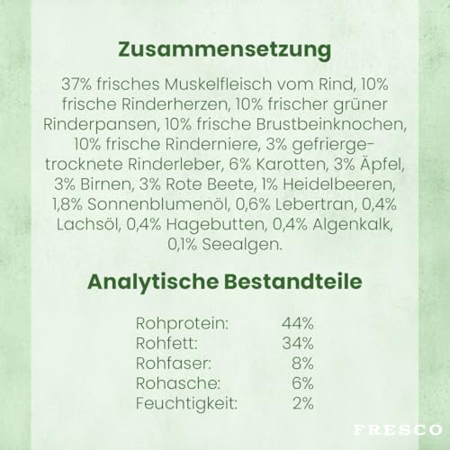 FRESCO Dog | Für kleine Rassen | Complete Plus Trockenbarf Rind 2,5kg | Barf Trockenfutter aus frischem Fleisch, Obst und Gemüse | 100% natürliche Zutaten | ohne künstliche Zusätze