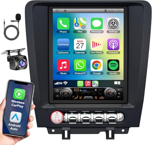 4+64 8-Core for Ford Mustang 2010 2011 2012 2013 2014 Android 13 Car Radio 9.7 Inch IPS Touch Screen Car Stereo with Wireless Carplay/Android Auto GPS WiFi Bluetooth FM Support OBD2/DVR/DSP.