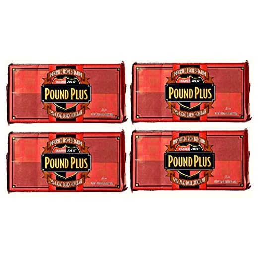 Trader Joe's Pound Plus GIANT Belgian 72% Dark Chocolate Bar - 4 Pack (17.6 oz)