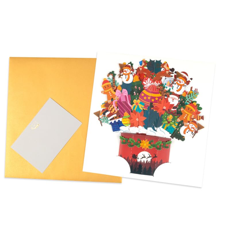 Fassory 3D Pop up Decorative Christmas Card, Handmade Christmas Elements Bouquet Pop up Card (Wonderful Christmas) - Image 4