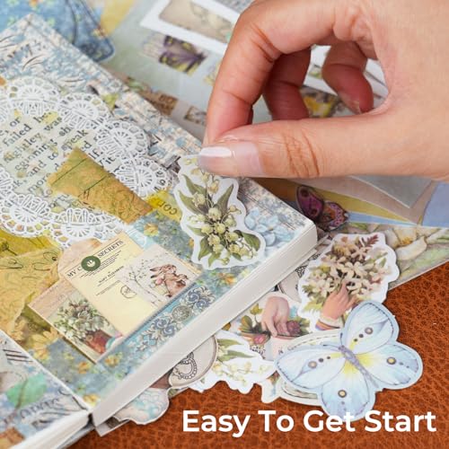 Funto Scrapbooking Kit (202 PCS), Vintage Collection-Wonderland, Perfect for Bullet Scrapbooking Materials, Planner DIY Arts Craft Collage