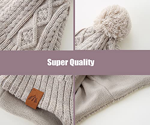 Image of LMLALML Boys Winter Hat Earflap Knitted Beanie for Kids Warm Fleece Lined Thicken Hat for Baby