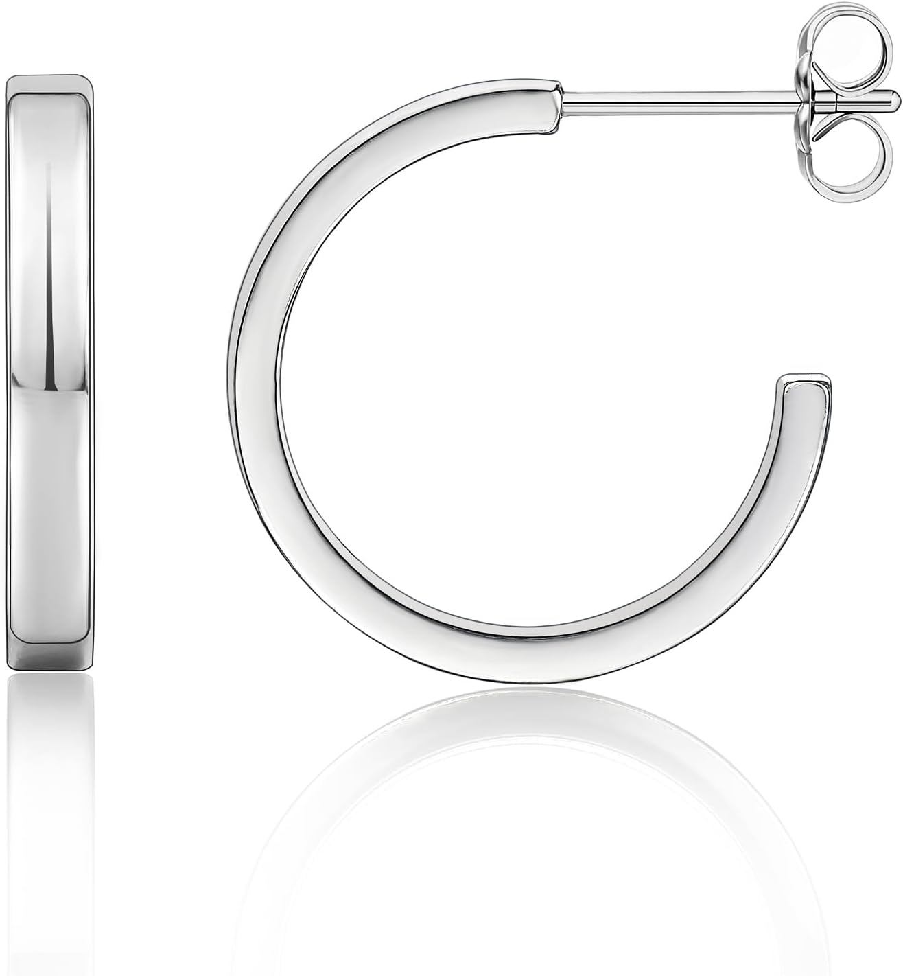 Limerencia Hypoallergenic G23 Pure Titanium Big Post Thin Square Edge Open Hoop | F136 Implant Grade Womens Dainty Hoop Earrings | Lightweight for Sensitive Ears
