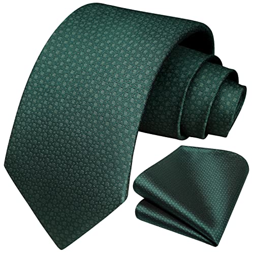 Image of HISDERN Polka Dot Ties for Men Classic Silk Ties and Pocket Square Formal Business Necktie Handkerchief Wedding Party
