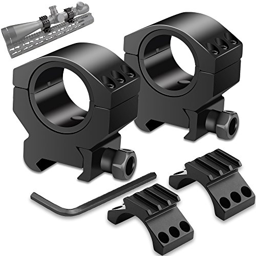 Modkin 1'' Scope Rings, 30mm Scope Mount Tactical Low Profile 25.4mm Inner Washer 1 Pair Fit 21mm Picatinny Rail (Set of 2) (Black)