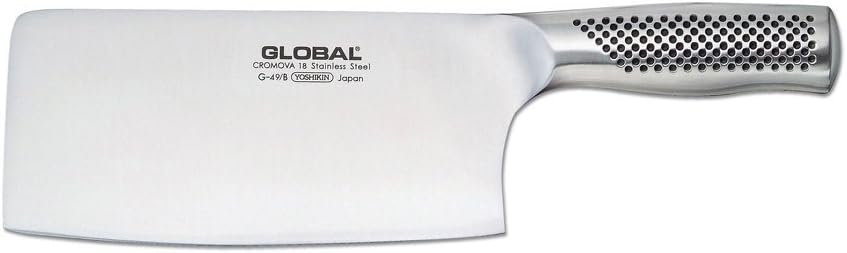 Global 7 3/4 inch Heavyweight Chop and Slice Chinese Knife/Cleaver - Japanese Stainless Steel, Razor-Sharp Edge, Made in Japan, G-50/B - Thumbnail 2