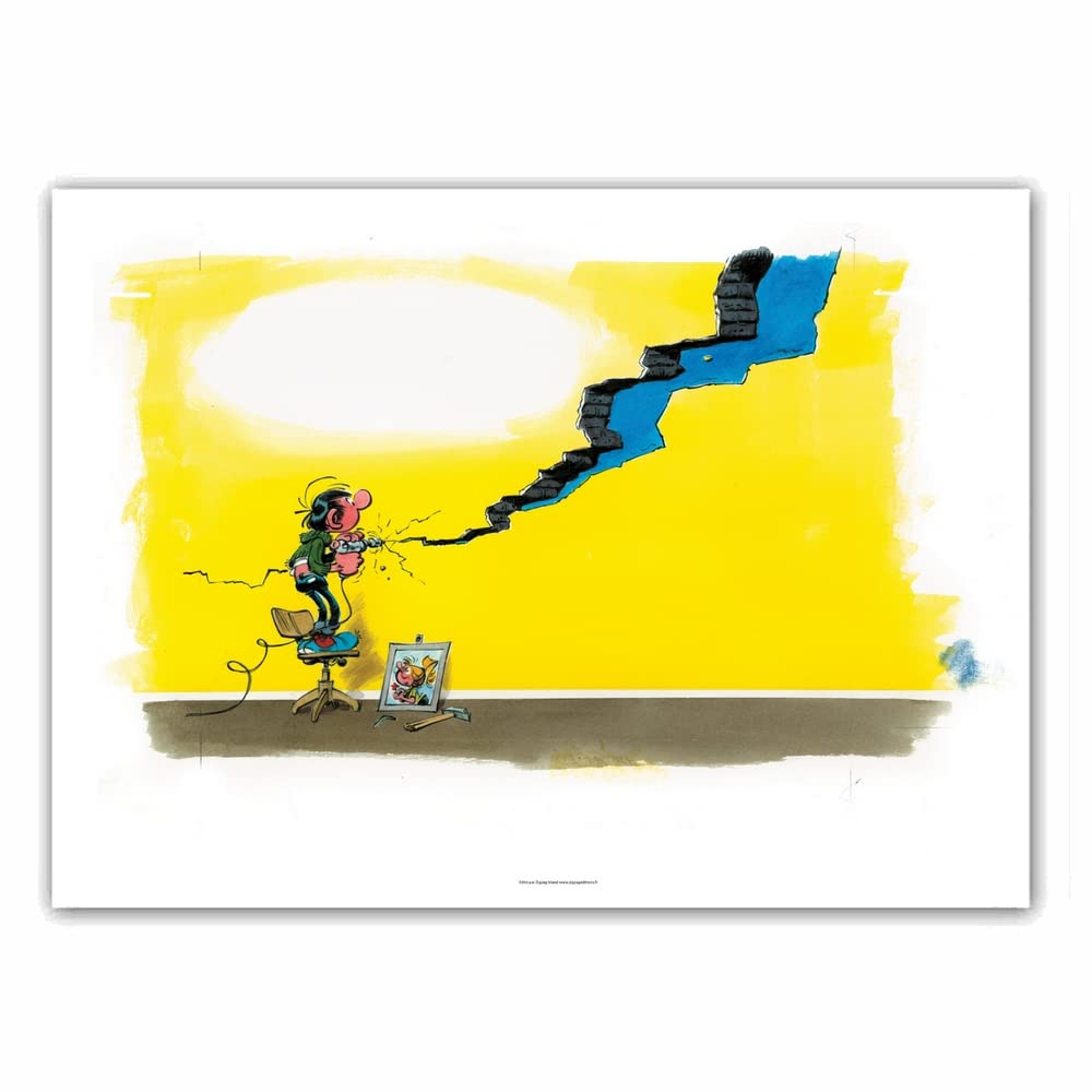 Affiche Gaston Lagaffe roi du bricolage ZigZag Editions offset 60x40cm