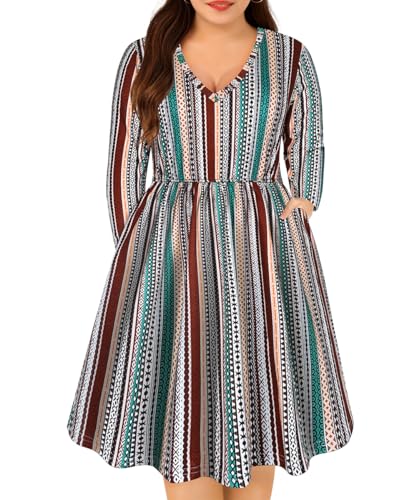 Image of RITERA Plus Size Dresses for Curvy Women Summer Spring Womens Dress V Neck Short Sleeve Casual Dress with Pockets XL-5XL