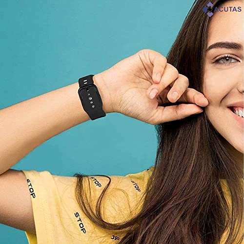 Image of ACUTAS Silicone 22mm Sports Band Soft Silicone Strap for Fossil Gen 5 | Fossil Gen 5E | Fossil Gen 6 44mm (Black)