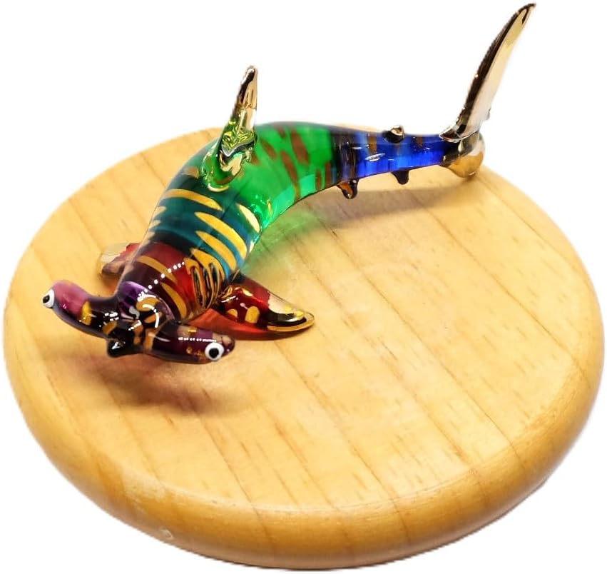 (Bundle of 2) Handmade Mini 3" Blown Glass Sea Animals Figurine Art, Multicolor Shark and Hammerhead Shark, Cool Stuff, Home or Garden Decor Gift Ideas image 5