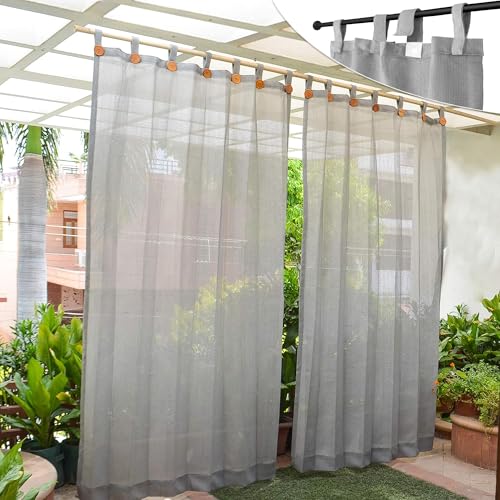 Image of HIPPO High Density Polyethylene 150 GSM Outdoor Loop Curtains Sun Blocking, UV Protection, Light-Filtering Balcony Curtain (Grey, 4.5FTX9FT, 1PC)