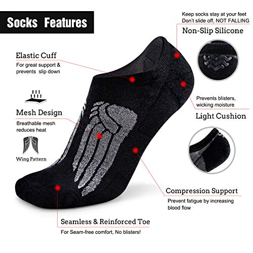 Image of Busy Socks No Show Merino Wool Athletic Running Socks for Men Women,Low Cut Thin Soft Sport Wool Socks with Non-Slip Grips