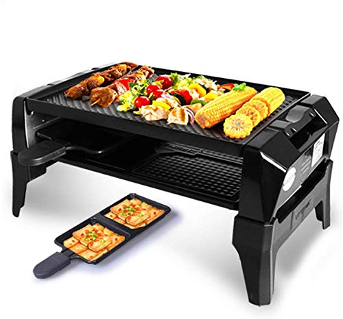 WSJ dainkaolu Barbecue Stove Smokeless Double-layer Multi-function Barbecue Electric Baking Tray Electric Oven Home Kebab Machine Barbecue Machine BBQ (Color : BLACK)