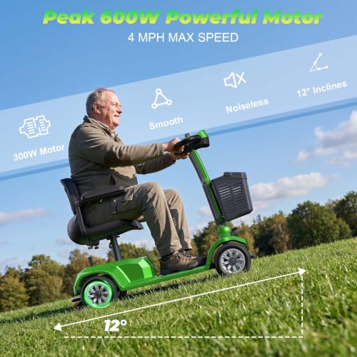 Image of Movcan X-02 4 Wheel Electric Mobility Scooter,Foldable Mobility Scooter for Adults & Seniors,419 LB Heavy Duty,13 Mile Range,360 Swivel Seat,Electromagnetic Brake,Storage Baskets,Indoor & Outdoor Use