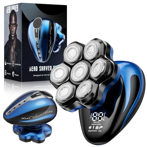 Xcdgiogw Head Shavers for Bald Men: 7D Bald Head Shavers for Men - Waterproof Wet or Dry Electric Razor - Smart LED Display / 90-Min Runtime/Type-C - Classic Motorcycle Style