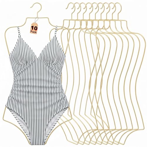 Synhozz Lot de 10 cintres en métal pour maillot de bain, lingerie, bikini, maillots de bain, placards de rangement, adaptés pour vêtements, manteaux,...