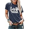 Womens-Dog-Mom-T-Shirt-Dog-Mama-Gifts-Cute-Letter-Print-Tee-Mothers-Day-Tshirt-Funny-Graphic-Short-Sleeve-Top Mama Shirt for Women Dog Mom Shirt Funny Dog Paw Graphic Tee Dog Lovers Shirt Casual Short Sleeve Tops