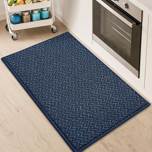 COSY HOMEER 20x32 Non-Slip Kitchen Rug Navy Blue